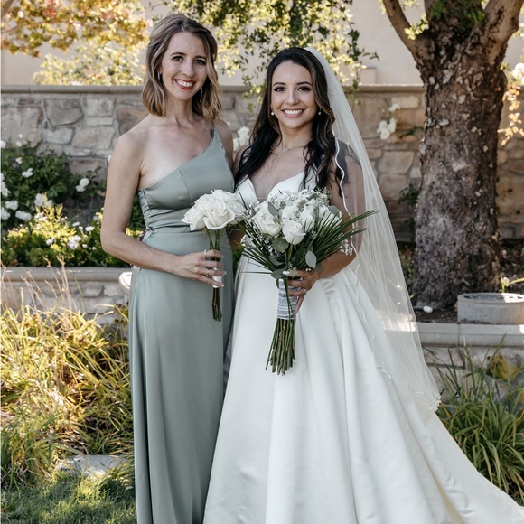 SHEIN Sage Silky One-Shoulder Bridesmaid Dress - Picture 7 of 7